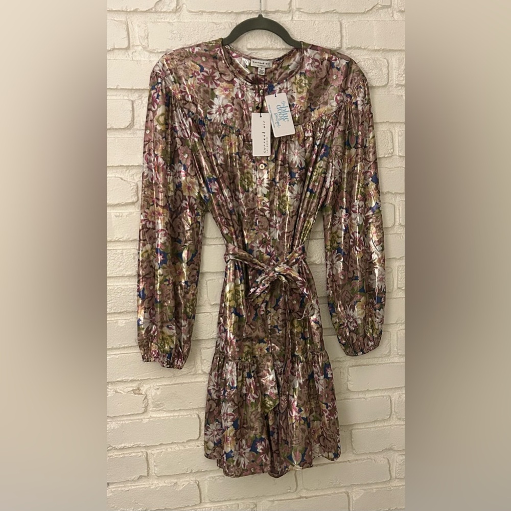 Blue Door Boutique NWT Metallic Dress w/ Tie Belt